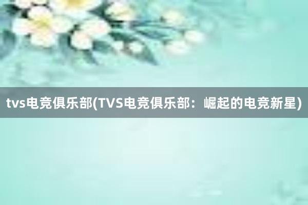 tvs电竞俱乐部(TVS电竞俱乐部：崛起的电竞新星)