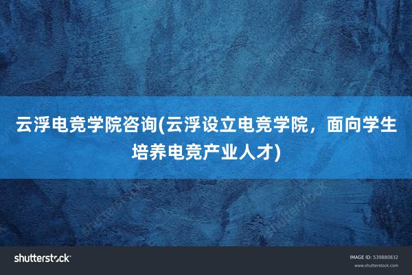 云浮电竞学院咨询(云浮设立电竞学院，面向学生培养电竞产业人才)