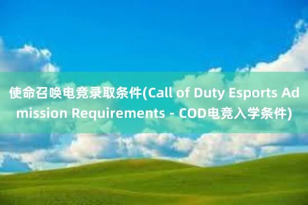 使命召唤电竞录取条件(Call of Duty Esports Admission Requirements - COD电竞入学条件)