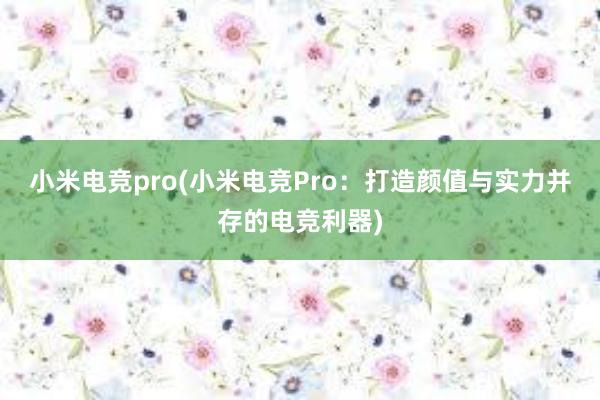 小米电竞pro(小米电竞Pro：打造颜值与实力并存的电竞利器)