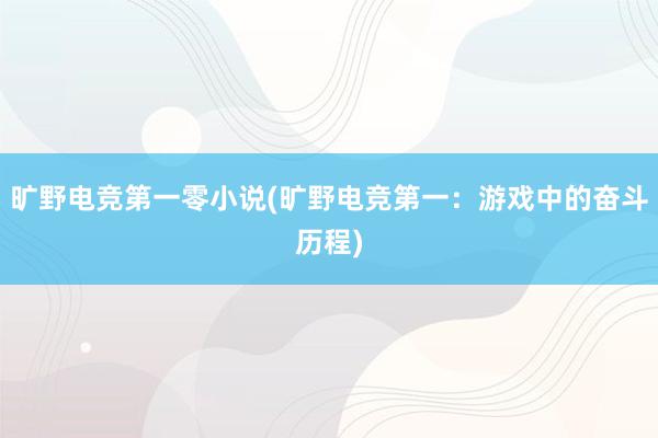 旷野电竞第一零小说(旷野电竞第一：游戏中的奋斗历程)