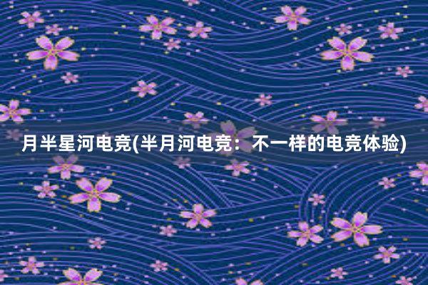 月半星河电竞(半月河电竞：不一样的电竞体验)