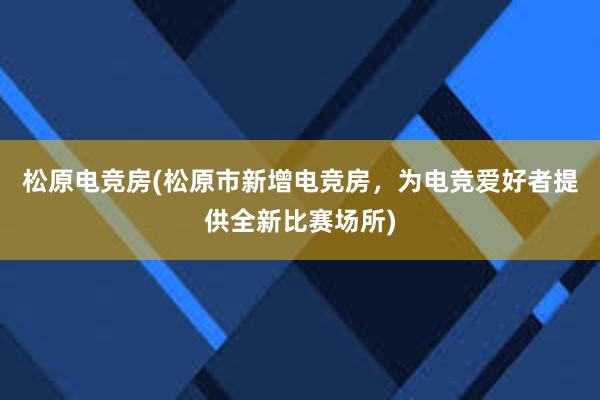 松原电竞房(松原市新增电竞房，为电竞爱好者提供全新比赛场所)