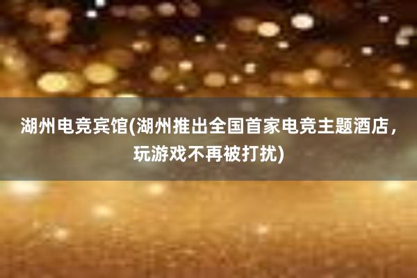 湖州电竞宾馆(湖州推出全国首家电竞主题酒店，玩游戏不再被打扰)