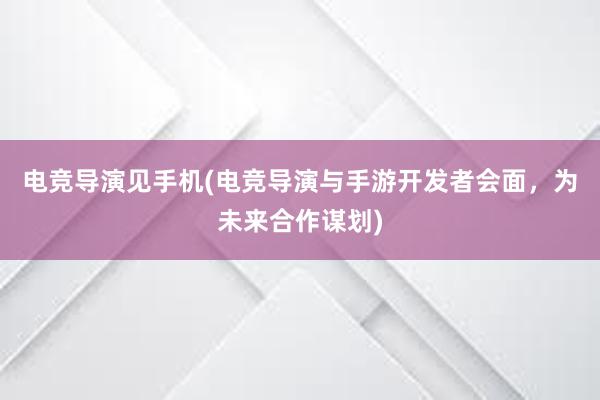 电竞导演见手机(电竞导演与手游开发者会面，为未来合作谋划)