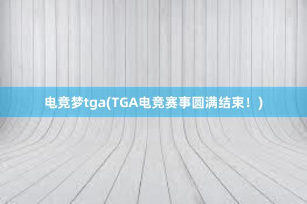 电竞梦tga(TGA电竞赛事圆满结束！)