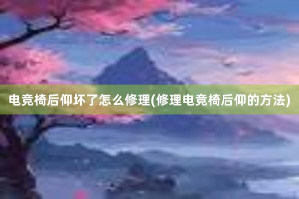 电竞椅后仰坏了怎么修理(修理电竞椅后仰的方法)