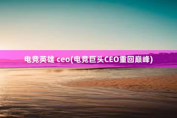 电竞英雄 ceo(电竞巨头CEO重回巅峰)