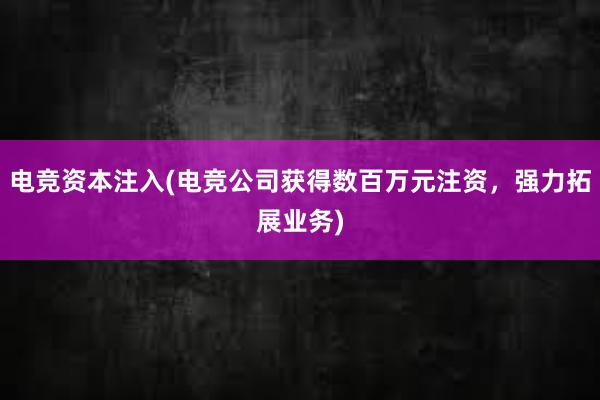 电竞资本注入(电竞公司获得数百万元注资，强力拓展业务)