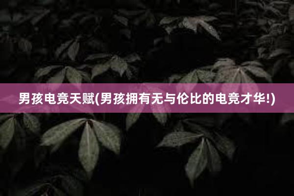 男孩电竞天赋(男孩拥有无与伦比的电竞才华!)