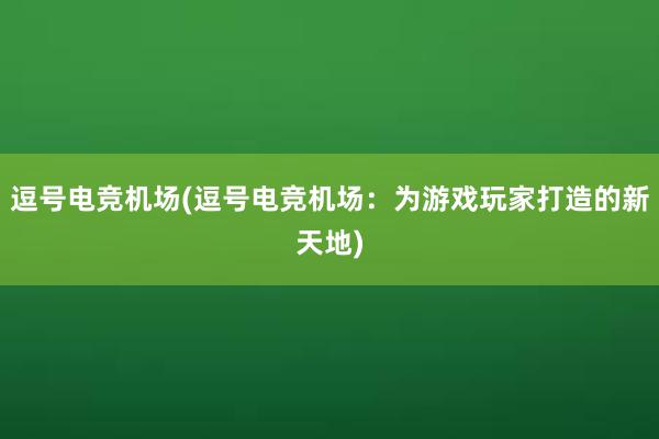 逗号电竞机场(逗号电竞机场：为游戏玩家打造的新天地)