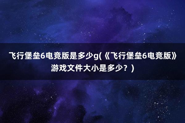 飞行堡垒6电竞版是多少g(《飞行堡垒6电竞版》游戏文件大小是多少？)