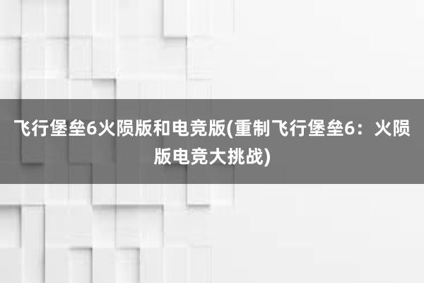 飞行堡垒6火陨版和电竞版(重制飞行堡垒6：火陨版电竞大挑战)