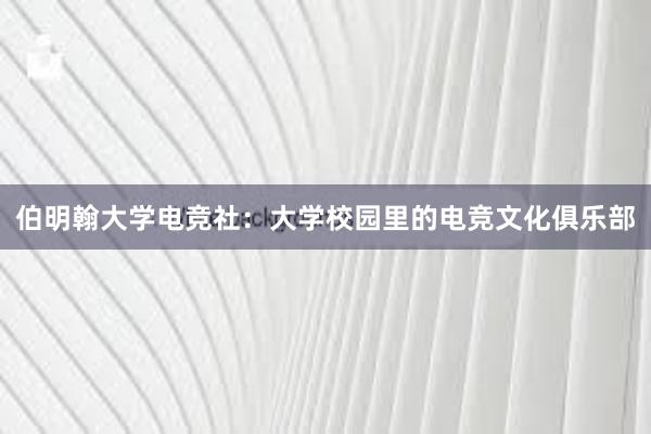 伯明翰大学电竞社：大学校园里的电竞文化俱乐部