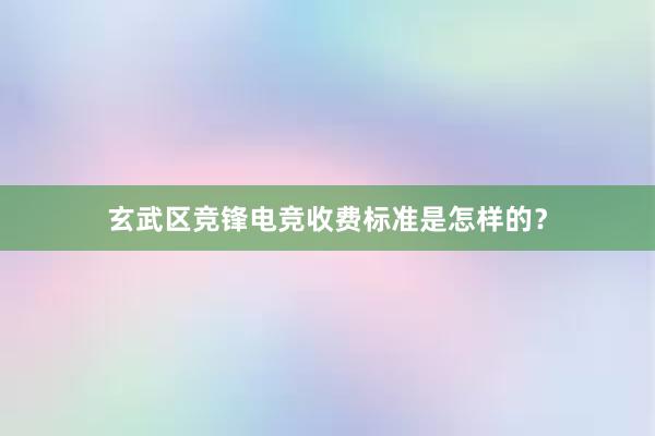 玄武区竞锋电竞收费标准是怎样的？