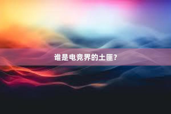 谁是电竞界的土匪？