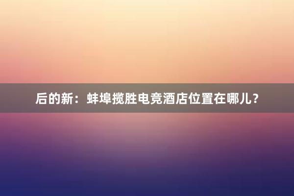 后的新：蚌埠揽胜电竞酒店位置在哪儿？